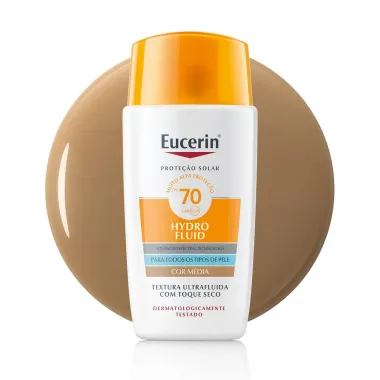 Protetor Solar Facial Eucerin Hydro Fluid FPS 70 Toque Seco Cor M&eacute;dia 50ml