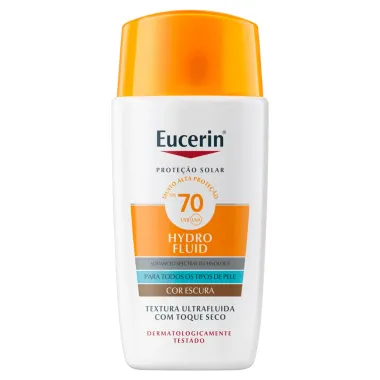 Protetor Solar Eucerin Hydro Fluid FPS 70 Toque Seco Cor Escura 50ml