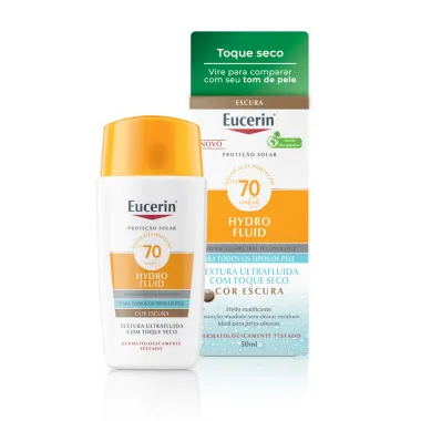 Protetor Solar Eucerin Hydro Fluid FPS 70 Toque Seco Cor Escura 50ml