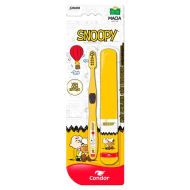 Escova Dental Infantil Condor Snoopy Macia + Grátis Estojo Protetor