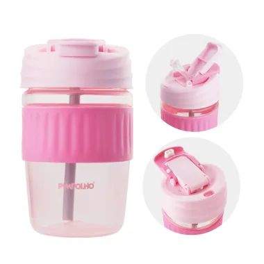 Copo Pimpolho 2 em 1 com Canudo e Bico Cor Rosa 350ml +12 Meses