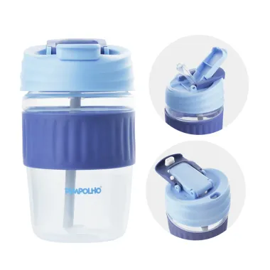 Copo Pimpolho 2 em 1 com Canudo e Bico  Cor Azul 350ml +12 Meses