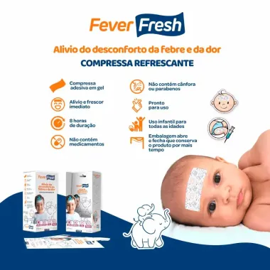 Compressa Refrescante Fever Fresh Alívio da Febre e Dor com 2 Unidades