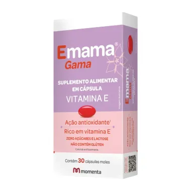 Emama Gama Vitamina E Ação Antioxidante,Zero Açucares E Lactose Com 30 Cápsulas Moles