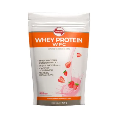 Whey Protein Concentrado  Vitafor WPC Sabor Morango Pouch 900g