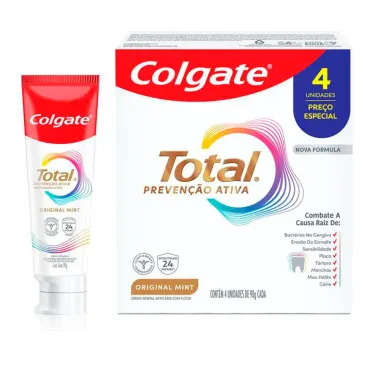 Creme Dental Colgate Total Original Mint 4 Unidades 90g Cada Preço Especial