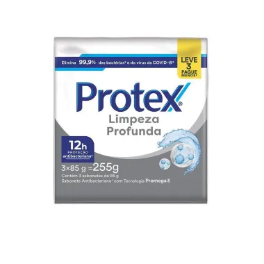 Sabonete em Barra Protex Antibacteriano Limpeza Profunda  85g Cada Leve 3 Pague Menos