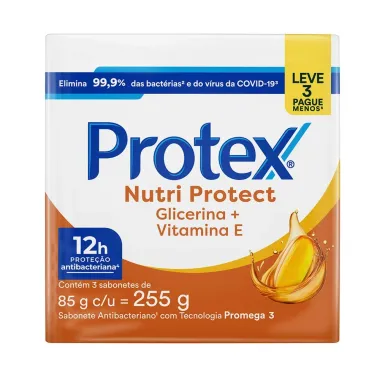 Sabonete em Barra Protex Nutri Protec Glicerina e Vitamina E com 3 Unidades de 85g cada