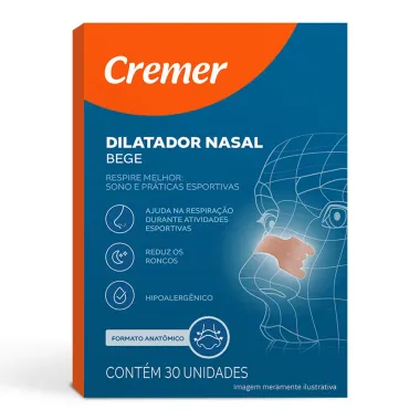 Dilatador Nasal Cremer Formato Anatômico Cor Bege com 30 Unidades