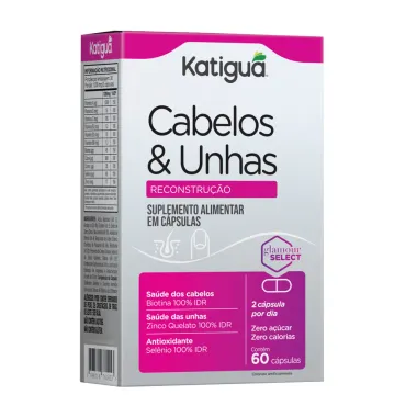 Cabelos & Unhas Katiguá Reconstrução com 60 Cápsulas