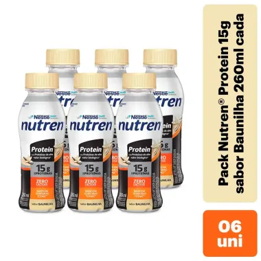 Nutren Protein Sabor Baunilha 15g de Prote&iacute;na Leve Mais por Menos com 6 Unidades de 260ml cada
