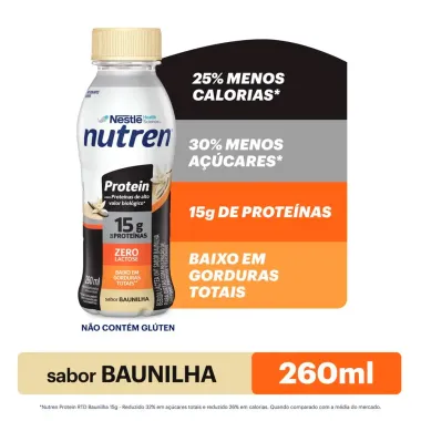 Nutren Protein Sabor Baunilha 15g de Prote&iacute;na Leve Mais por Menos com 6 Unidades de 260ml cada