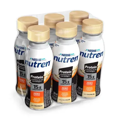 Nutren Protein Sabor Baunilha 15g de Prote&iacute;na Leve Mais por Menos com 6 Unidades de 260ml cada