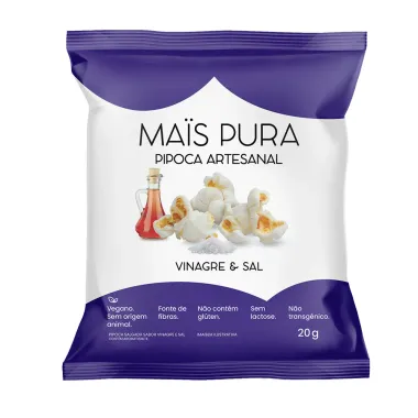 Pipoca Artesanal Mais Pura Vinagre e Sal 20g
