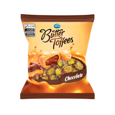 Balas Arcor Butter Toffees Sabor Chocolate 90g