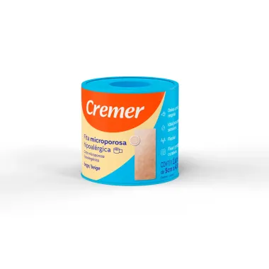 Fita Cremer Microporosa Cor Bege 5Cm X 4,5Cm com 1 Unidade