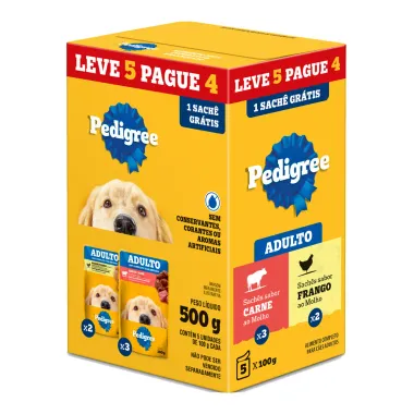 Ração Úmida para Cachorro Pedigree Sabor Frango ao Molho Leve 5 Pague 4 100g