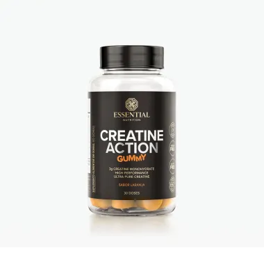 Creatine Action Essential Nutrition Gummy Sabor Laranja com 60 Gomas