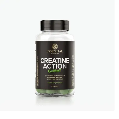 Creatine Action Essential Nutrition Gummy Sabor Maca Verde com 60 Gomas
