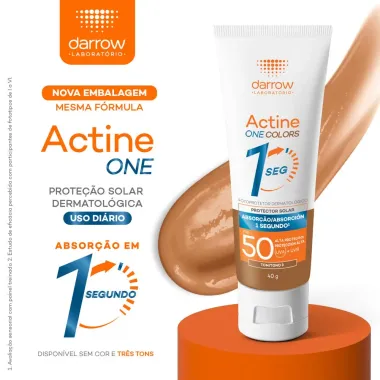 Protetor Solar Facial Actine One Colors FPS 50 1 Segundo Cor Tom 3 40g