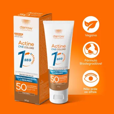 Protetor Solar Facial Actine One Colors FPS 50 1 Segundo Cor Tom 3 40g