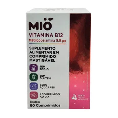 Vitamina B12 Mió Sabor Frutas Vermelhas com 60 Comprimidos Mastigáveis