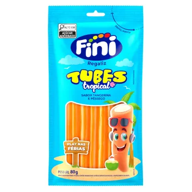 Balas Fini Tubes Tropical Sabor Tangerina e P&ecirc;ssego 80g