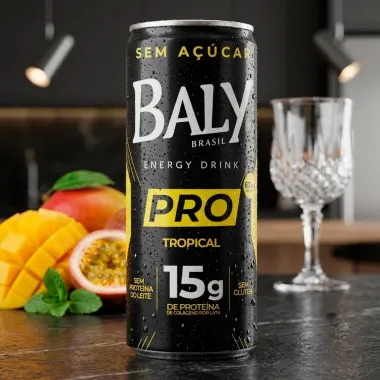En&eacute;rgico Baly Brasil Energy Drink PRO Tropical com 15g de Prote&iacute;na de Col&aacute;geno Sem A&ccedil;&uacute;car 250ml
