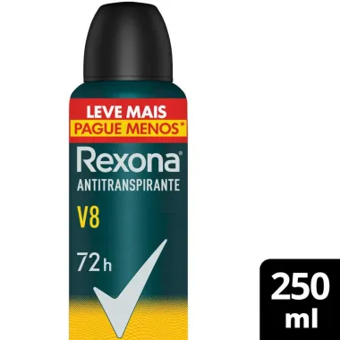 Desodorante Antitranspirante Aerosol Masculino Rexona V8 72h 250ml Leve Mais Pague Menos