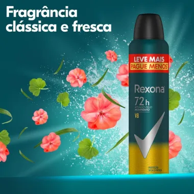 Desodorante Antitranspirante Aerosol Masculino Rexona V8 72h 250ml Leve Mais Pague Menos