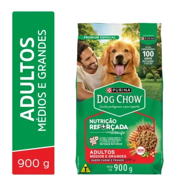 Ra&ccedil;&atilde;o para C&atilde;es Dog Chow Premium Adultos M&eacute;dios e Grandes Carne e Frango 900g