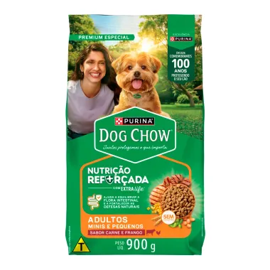 Ração para Cães Dog Chow Premium Adultos Minis e Pequenos Sabor Carne e Frango 900g