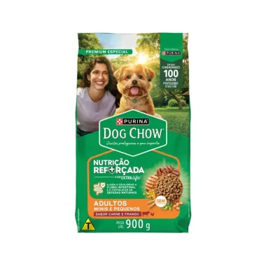 Ra&ccedil;&atilde;o para C&atilde;es Dog Chow Premium Adultos Minis e Pequenos Sabor Carne e Frango 900g