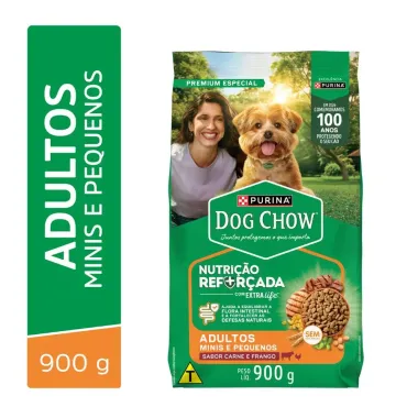 Ra&ccedil;&atilde;o para C&atilde;es Dog Chow Premium Adultos Minis e Pequenos Sabor Carne e Frango 900g