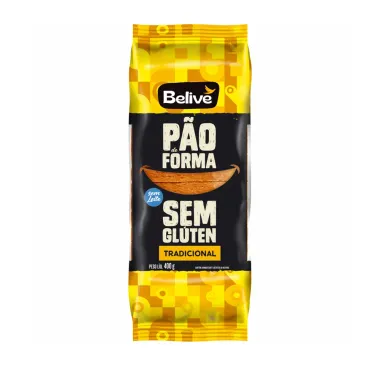 Pão de Forma Belive Tradicional Sem Leite e Sem Glúten 400g
