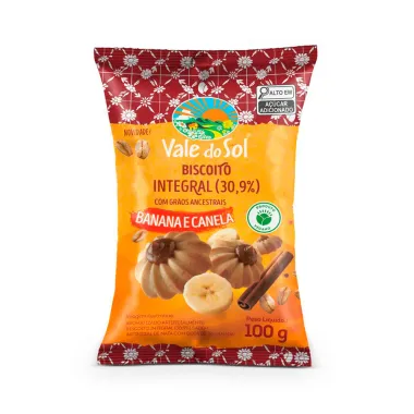 Biscoito Vale do Sol Integral 30,9% Sabor Banana e Canela 100g