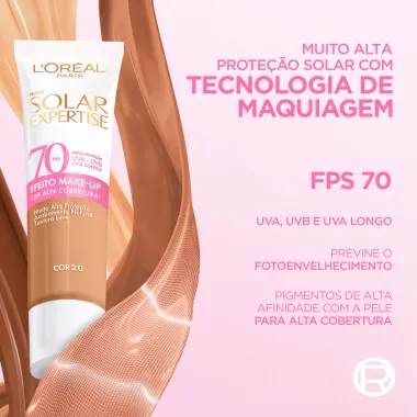 Protetor Solar L'Oréal Paris Solar Expertise Efeito Make Up FPS70 Cor 2.0 30g