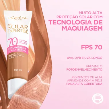 Protetor Solar L'Oréal Paris Solar Expertise Efeito Make Up FPS70 Cor 3.0 30g