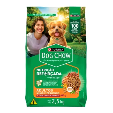 Ração para Cães Dog Chow Premium Adultos Minis e Pequenos Sabor Carne e Frango2,5g