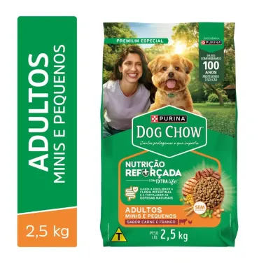 Ra&ccedil;&atilde;o para C&atilde;es Dog Chow Premium Adultos Minis e Pequenos Sabor Carne e Frango2,5g