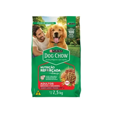 Ra&ccedil;&atilde;o para C&atilde;es Dog Chow Premium Adultos M&eacute;dios e Grandes Carne e Frango 2,5g
