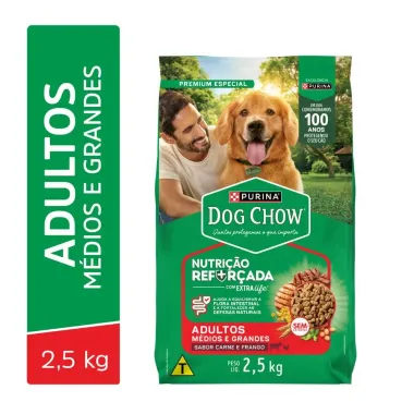 Ra&ccedil;&atilde;o para C&atilde;es Dog Chow Premium Adultos M&eacute;dios e Grandes Carne e Frango 2,5g