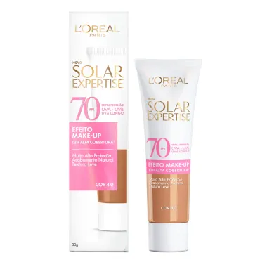Protetor Solar Facial L'Oréal Solar Expertise FPS 70 Efeito Make UP Cor 4.0 30g