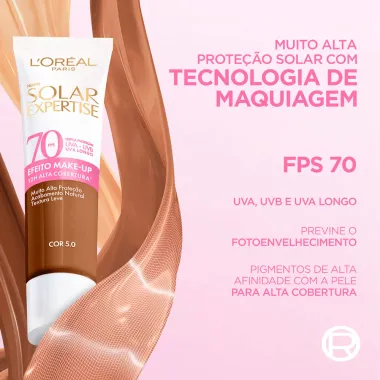 Protetor Solar Facial L'Oréal Solar Expertise FPS 70 Efeito Make UP Cor 5.0
