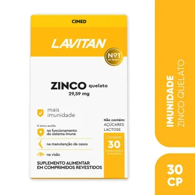 Lavitan Zinco Quelato 29,59mg com 30 Comprimidos Revestidos