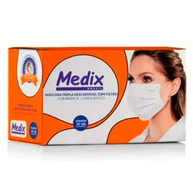 Máscara Medix Tripla Descartável com Filtro 50 Unidades