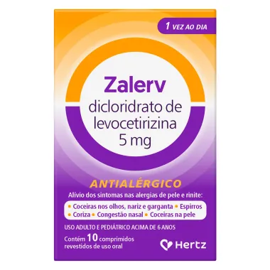 Zalerv Antialergico 5mg com 10 Comprimidos Revestidos