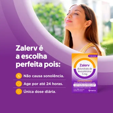 Zalerv Antialergico 5mg com 10 Comprimidos Revestidos