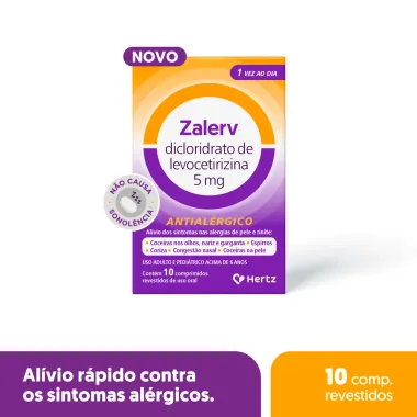 Zalerv Antialergico 5mg com 10 Comprimidos Revestidos