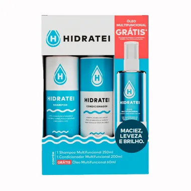 Kit Multifuncional Hidratei Shampoo 250ml + Condicionador 200ml Gratis Óleo Multifuncional